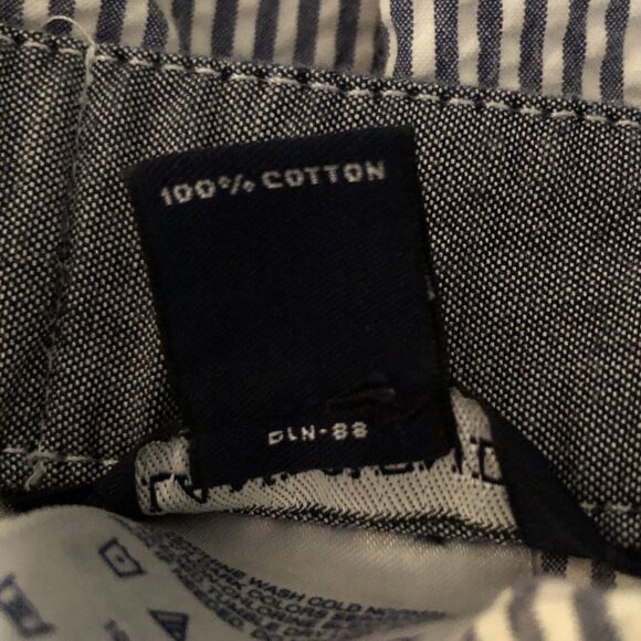 Lands End Seersucker Pants Womens 10 Blue Drawstring Waist Coastal Preppy Comfy - Picture 12 of 13